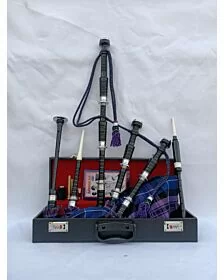Pride Of Scotland Tartan Black Finish Bagpipe Set