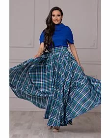 Women Fashion Aqua Tartan Skirt 