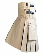 Khaki Hybrid Irish National Tartan Utility Kilt 