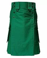 Green hybrid kilt with blue color sporran