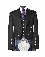 Black 5 Buttons Prince Charlie Kilt Jacket With Waistcoat