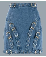 New Beautiful Custom Made Blue Denim Women Kilt