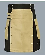 Khaki And Black Hybrid Utility Kilt