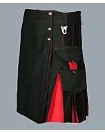 Black And Red Men Hybrid Kilt