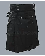 Black scottish hybrid denim kilt