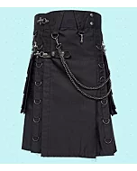 New Black Gothic Utility Kilt For Men