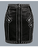 Women Fashion Leather Black Mini Skirt 
