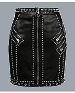 Women Fashion Leather Black Mini Skirt 