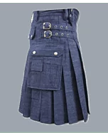 Blue Custom Made Denim Utility Kilt