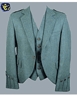 New Mens green tweed Argyle Jacket and vest