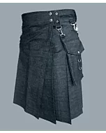 Gray Denim Fashion Kilt For Men