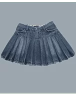 Women Blue Custom Made Denim Kilt