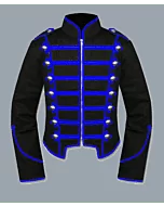 Mens Blue Black Military Marching Band Drummer Jacket