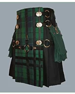 Premium Black Tartan Cross Utility Kilt for man