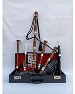 Grey Watch Tartan Natural Finish Bagpipe Set