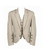 Scottish Wedding Groom Oatmeal Beige Argyle Jacket