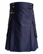 Navy Blue Cargo Utility Kilt  