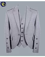 Light Grey Argyle Jacket And Vest
