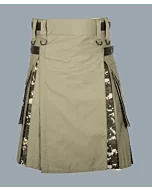 Men's Khaki Cotton Utility Hybrid Kilt