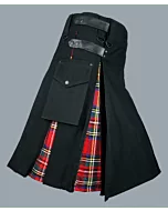 Black  hybrid kilt with royal Stewart tartan