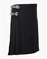 Solid Black Tartan Kilt 