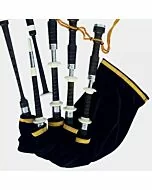 Scottish Highland Traditional Black Finish With White Mounts Bagpipe Set 