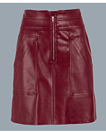 Beautiful Maroon Leather Utility Skirt For Women