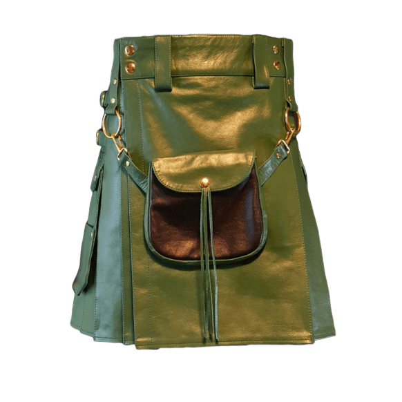 Fashion green custom made leather kilt