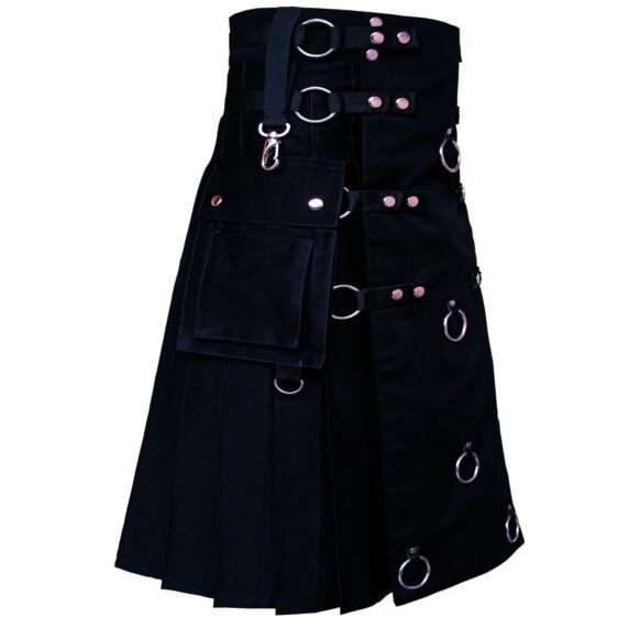 Black Long Fashion Utility Kilt