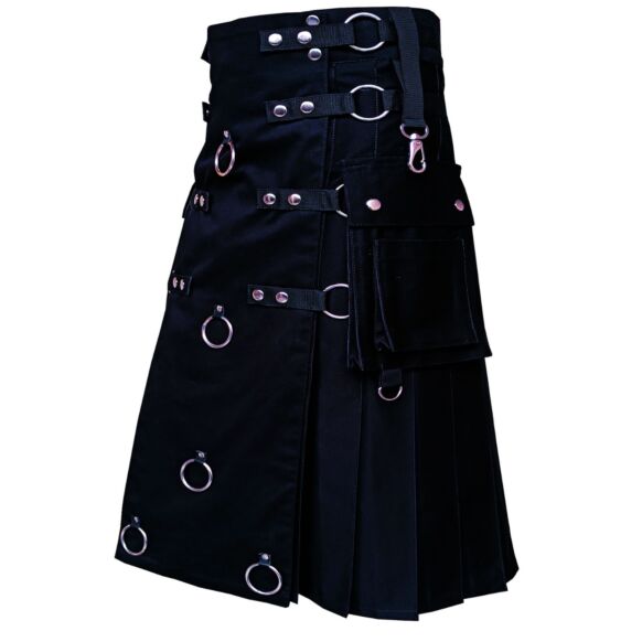 Black Long Fashion Utility Kilt
