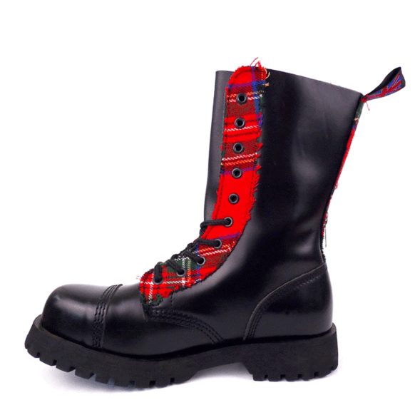 Own Tartan And Black Leather Boots