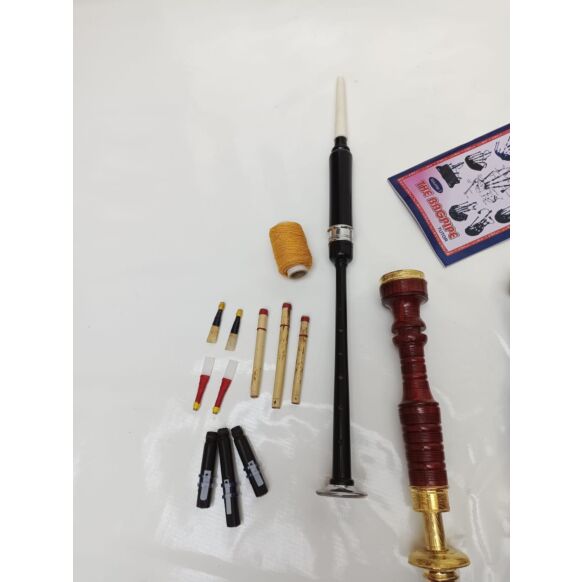 Highland New Red Velvet Gold Plated Bagpipe Set