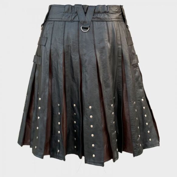 New Fashion Black And Brown Leather Kilt