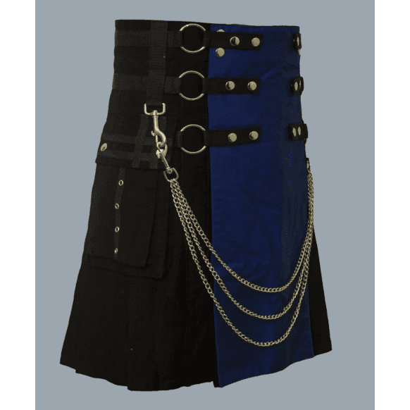 Black And Blue Front Hybrid Kilt