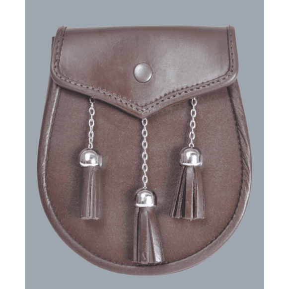 brown leather kilt sporran with tassel