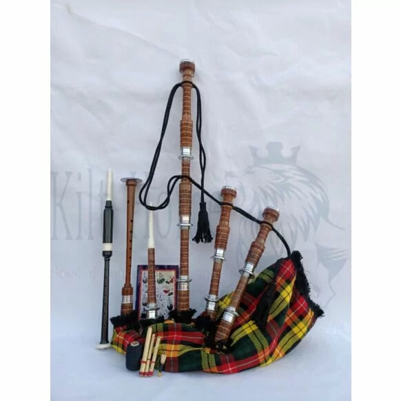 Buchanan Tartan Natural Finish Bagpipe Set