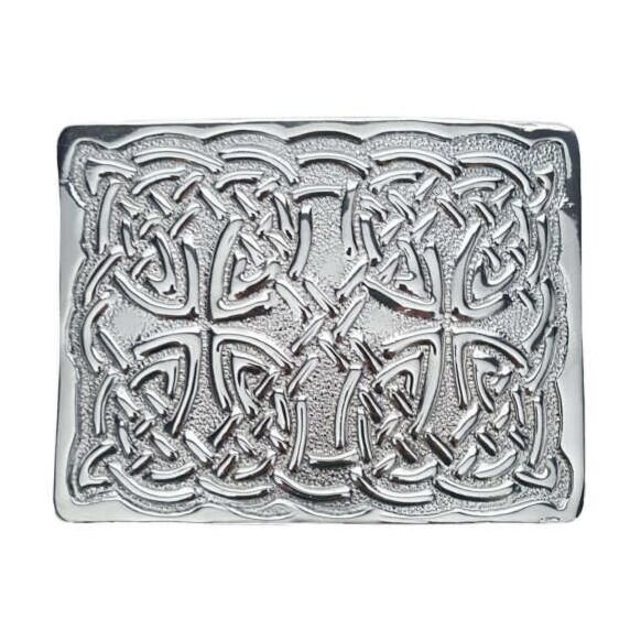 Silver Chrome Celtic Knot Kilt Belt Buckle