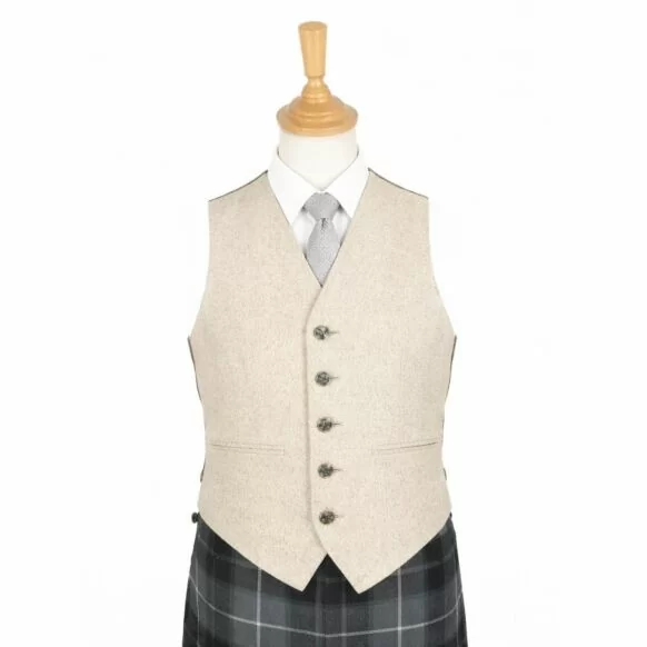 Scottish Wedding Groom Oatmeal Beige & Cream Argyle Jacket