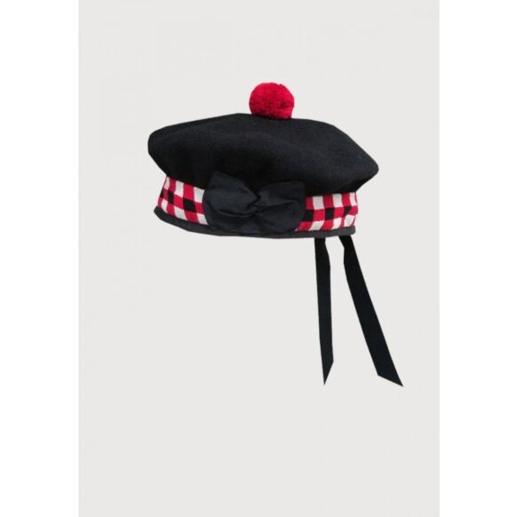 Black And Red Diced Balmoral Scottish Hat