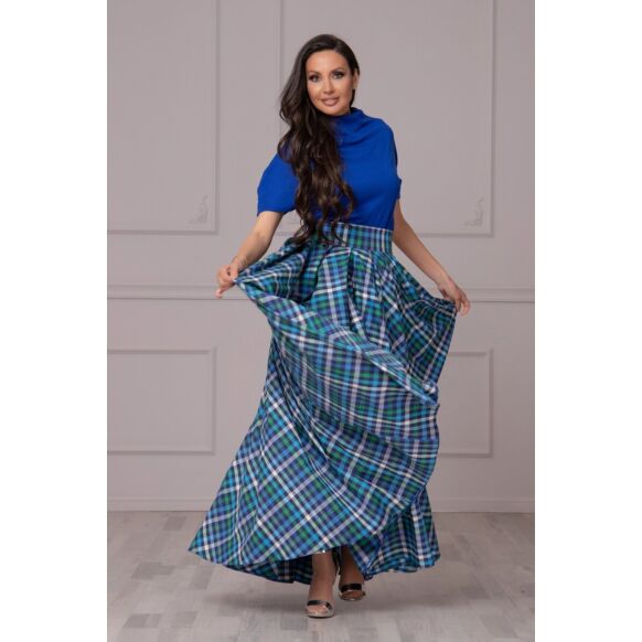 Women Fashion Aqua Tartan Skirt 