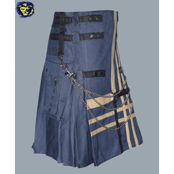 Hybrid Blue Utility Kilt With Chain