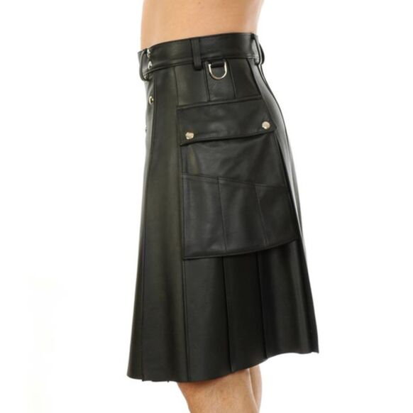 Beautiful black leather utility kilt