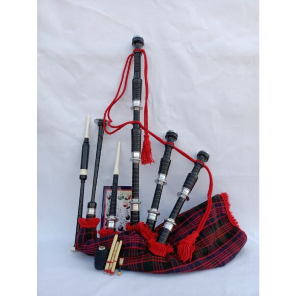 MacDonald Tartan Black Finish Bagpipe Set