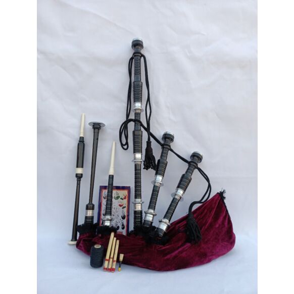 Maroon Velvet Highland Bagpipe Set