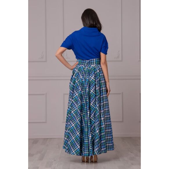 Women Fashion Aqua Tartan Skirt 