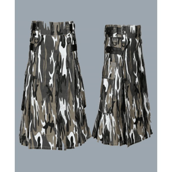 Men urban camo Utility Kilt Leather Straps