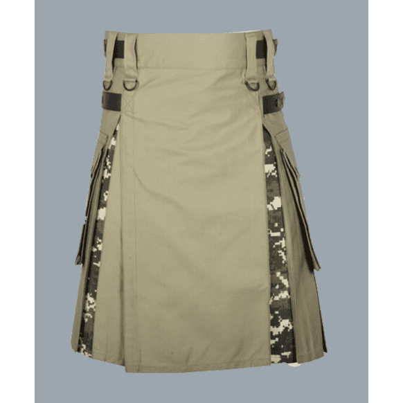 Men's Khaki Cotton Utility Hybrid Kilt