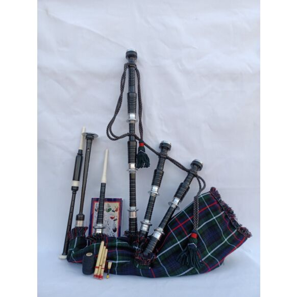 Mackenzie Tartan Black Finish Bagpipe Set