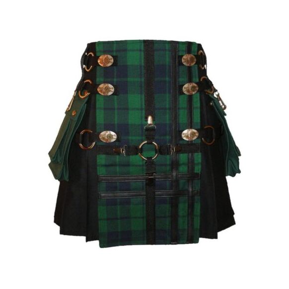 Premium Black Tartan Cross Utility Kilt