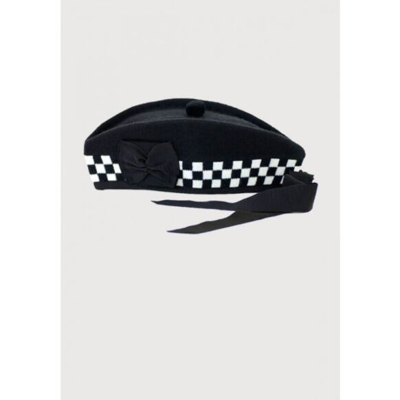 pure wool diced glengarry hat black white